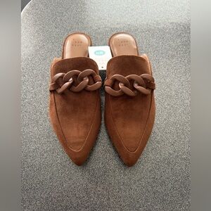 Women's Amber/Cognac Slip-On Mule Flats- A New Day 8.5